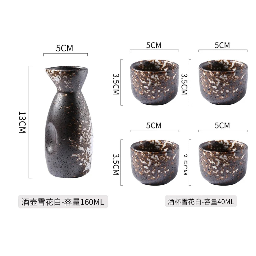 Japanese-theme Stone Ceramic Sake Set 5-Piece Cup Collection-Kawaii Dream