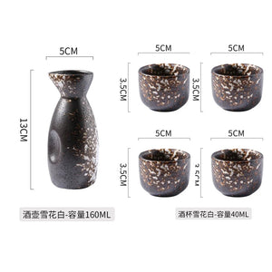 Japanese-theme Stone Ceramic Sake Set 5-Piece Cup Collection-Kawaii Dream