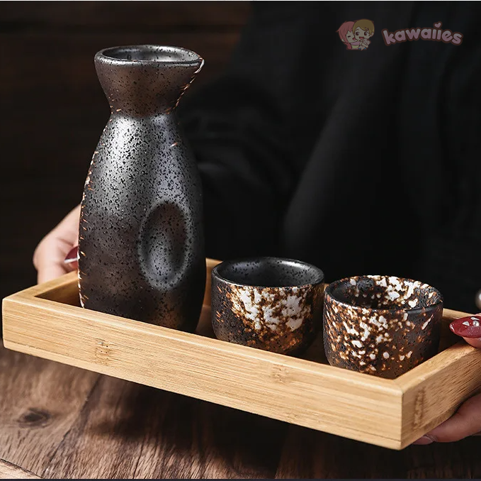 Japanese-theme Stone Ceramic Sake Set 5-Piece Cup Collection-Kawaii Dream