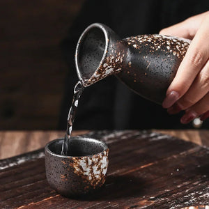 Japanese-theme Stone Ceramic Sake Set 5-Piece Cup Collection-Kawaii Dream