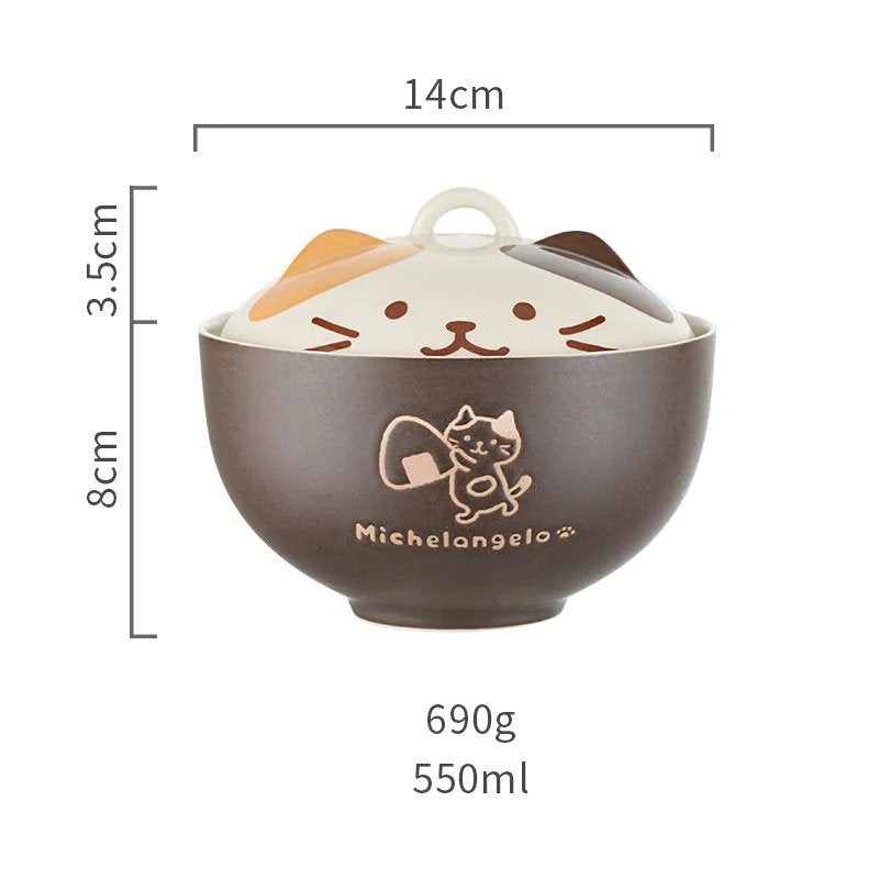 Japanese-themed Ceramic Cat Bowls-Kawaii Dream