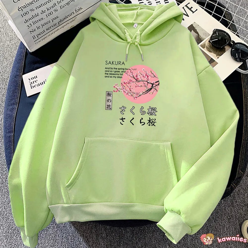 Japanese-themed Cherry Blossom Pink Sun Unisex Hoodie-Kawaii Dream