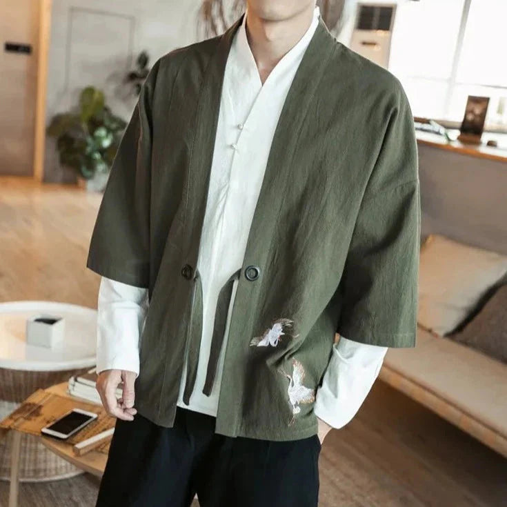 Japanese-themed Couple Crane Men's Yukata Kimono Jacket-Kawaii Dream