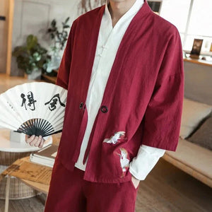Japanese-themed Couple Crane Men's Yukata Kimono Jacket-Kawaii Dream
