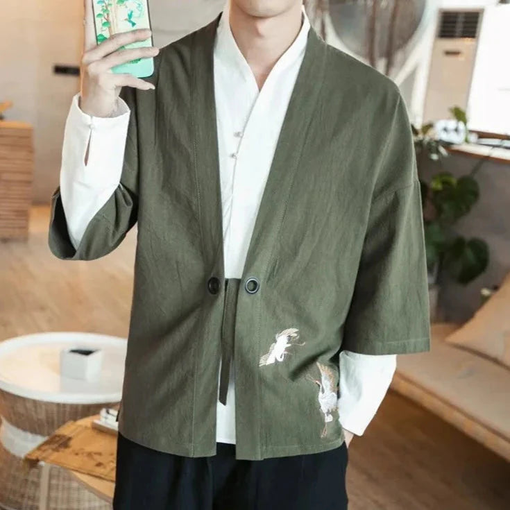 Japanese-themed Couple Crane Men's Yukata Kimono Jacket-Kawaii Dream