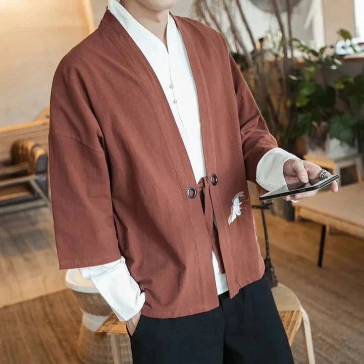 Japanese-themed Couple Crane Men's Yukata Kimono Jacket-Kawaii Dream