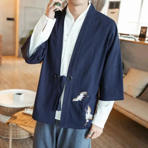 Japanese-themed Couple Crane Men's Yukata Kimono Jacket-Kawaii Dream