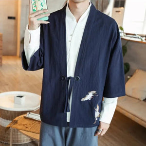 Japanese-themed Couple Crane Men's Yukata Kimono Jacket-Kawaii Dream