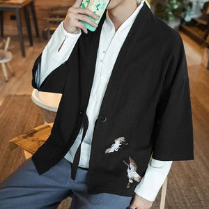 Japanese-themed Couple Crane Men's Yukata Kimono Jacket-Kawaii Dream