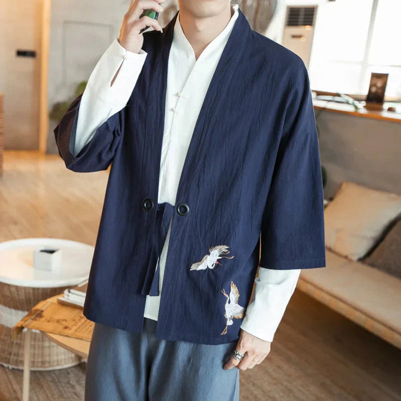 Japanese-themed Couple Crane Men's Yukata Kimono Jacket-Kawaii Dream