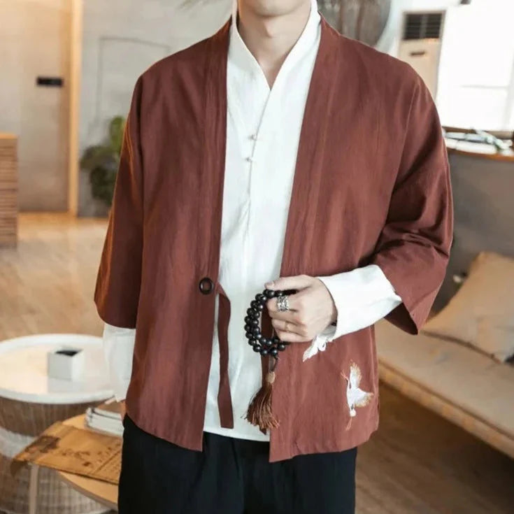 Japanese-themed Couple Crane Men's Yukata Kimono Jacket-Kawaii Dream