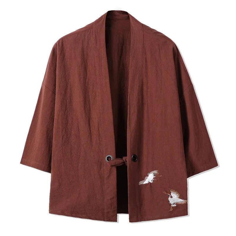 Japanese-themed Couple Crane Men's Yukata Kimono Jacket-Kawaii Dream
