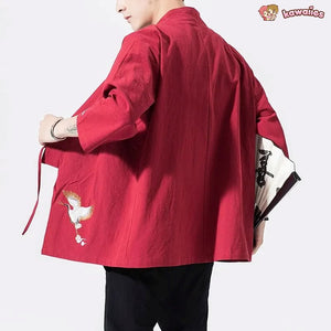 Japanese-themed Crane Cloud Minimal Men's Yukata Kimono Jacket-Kawaii Dream