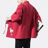 Japanese-themed Crane Cloud Minimal Men's Yukata Kimono Jacket-Kawaii Dream