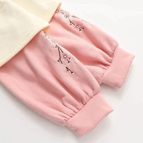 Japanese-themed Cream Pink Sakura Two-Tone Hoodie-Kawaii Dream