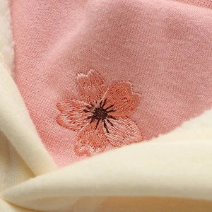 Japanese-themed Cream Pink Sakura Two-Tone Hoodie-Kawaii Dream