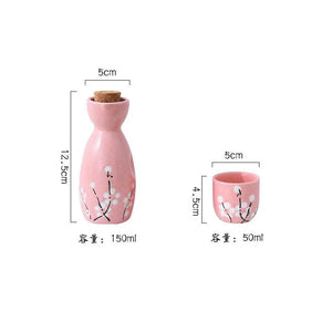 Japanese-themed Elegant Plum Blossom Sake Set 5-Piece Ceramics Sake Cup-Kawaii Dream