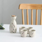 Japanese-themed Elegant Plum Blossom Sake Set 5-Piece Ceramics Sake Cup-Kawaii Dream