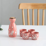 Japanese-themed Elegant Plum Blossom Sake Set 5-Piece Ceramics Sake Cup-Kawaii Dream