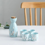 Japanese-themed Elegant Plum Blossom Sake Set 5-Piece Ceramics Sake Cup-Kawaii Dream