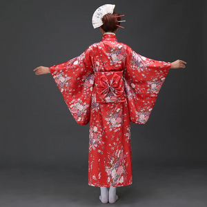 Japanese-themed Elegant Sakura Floral Long Women's Kimonos-Kawaii Dream