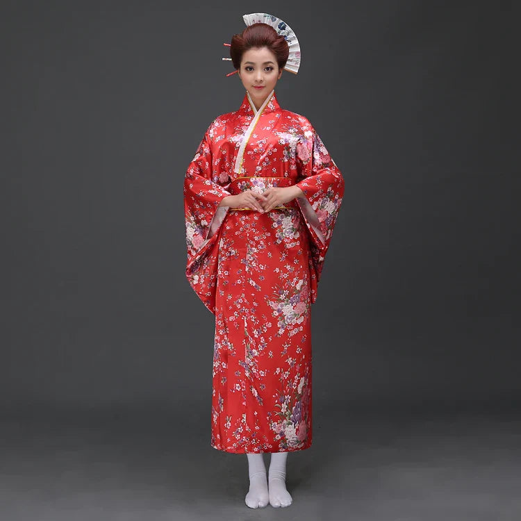 Japanese-themed Elegant Sakura Floral Long Women's Kimonos-Kawaii Dream