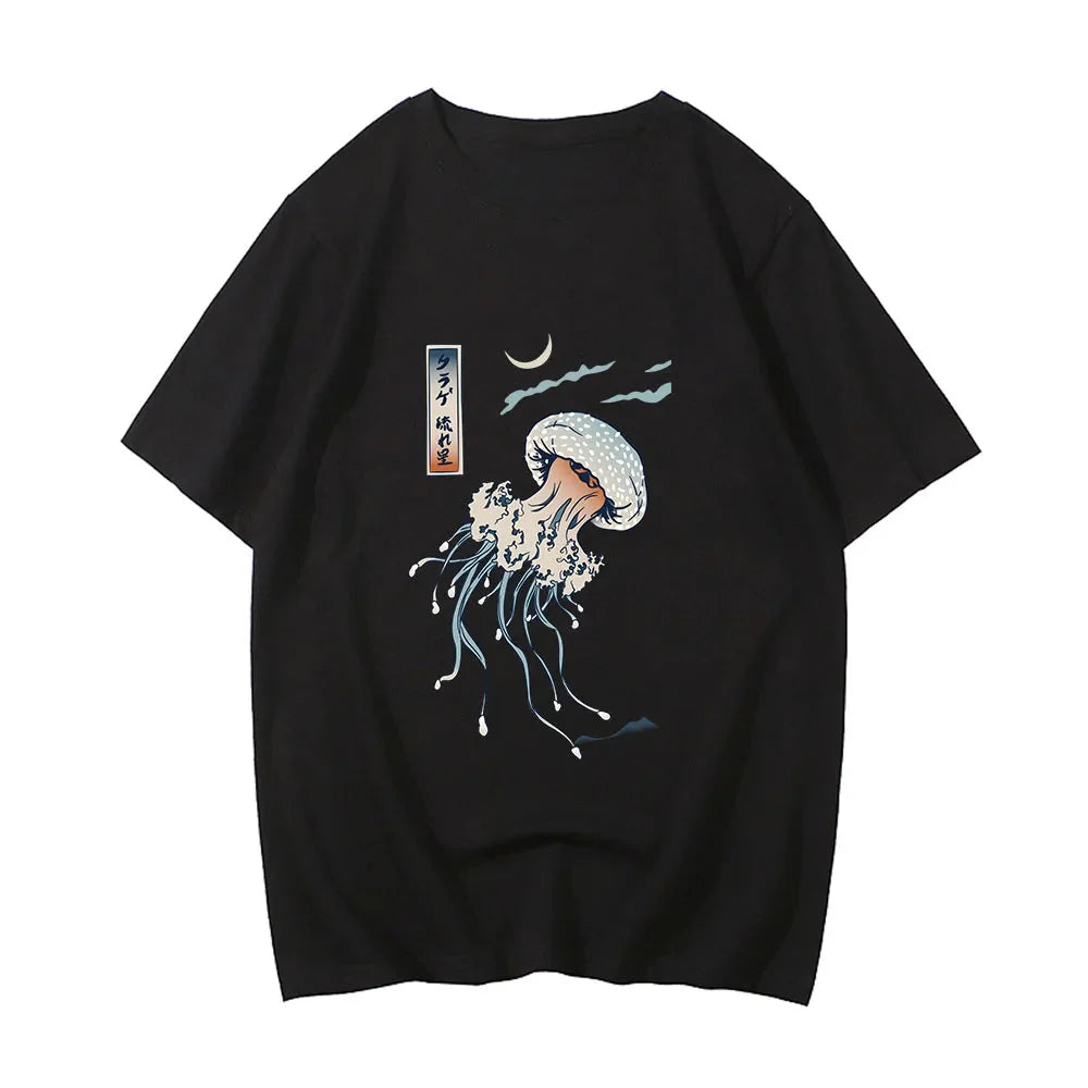 Japanese-themed Floating Jellyfish Unisex Tee-Kawaii Dream