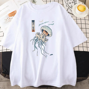 Japanese-themed Floating Jellyfish Unisex Tee-Kawaii Dream