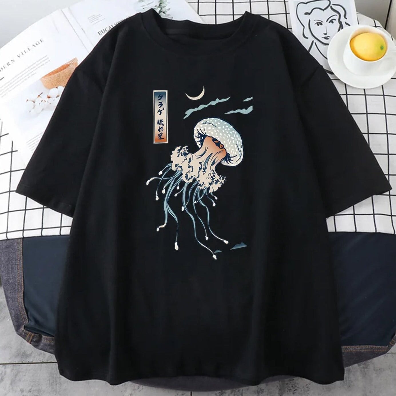 Japanese-themed Floating Jellyfish Unisex Tee-Kawaii Dream