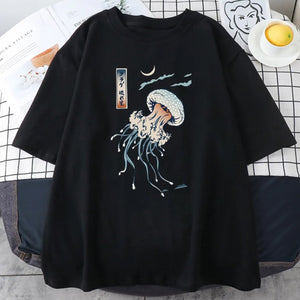 Japanese-themed Floating Jellyfish Unisex Tee-Kawaii Dream