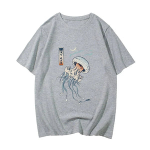 Japanese-themed Floating Jellyfish Unisex Tee-Kawaii Dream