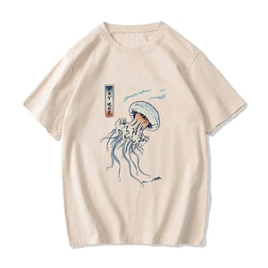 Japanese-themed Floating Jellyfish Unisex Tee-Kawaii Dream