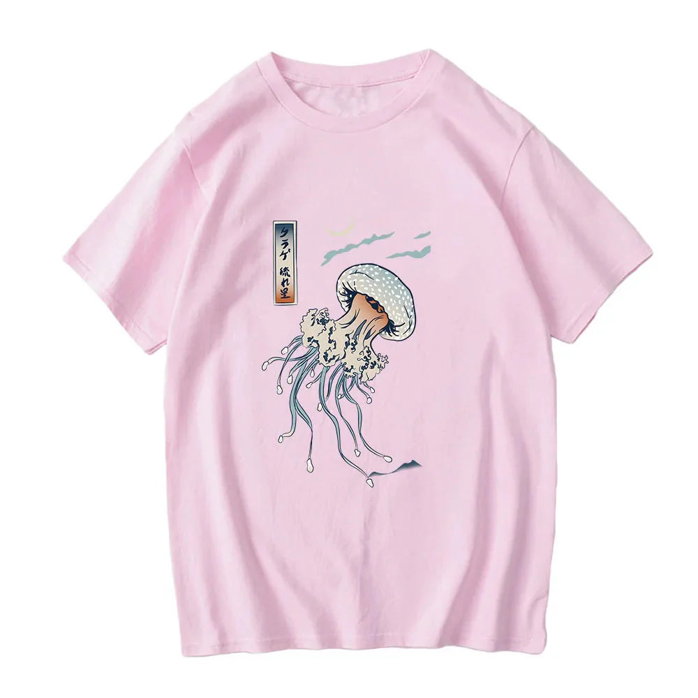 Japanese-themed Floating Jellyfish Unisex Tee-Kawaii Dream