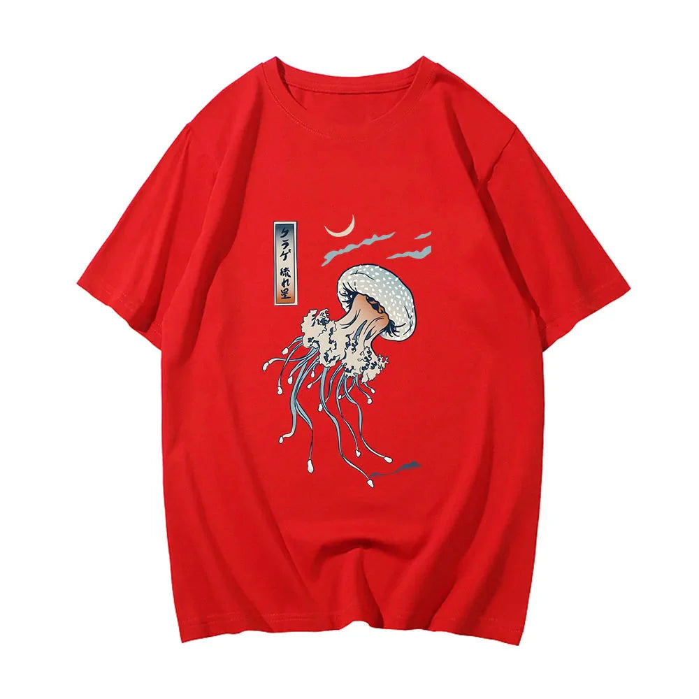 Japanese-themed Floating Jellyfish Unisex Tee-Kawaii Dream