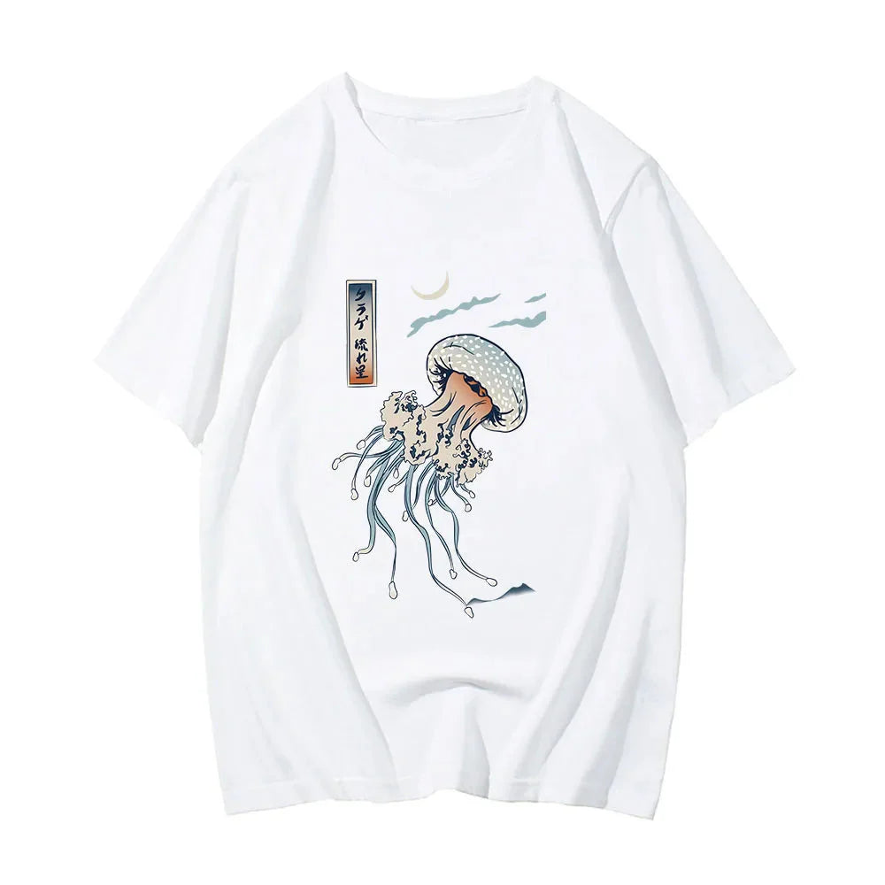 Japanese-themed Floating Jellyfish Unisex Tee-Kawaii Dream