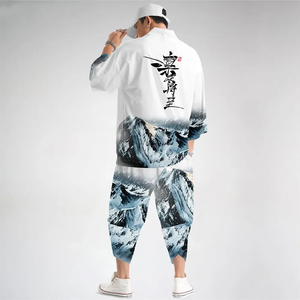 Japanese-themed Glaciar Mountains Two-Piece Kimono Yukata Top & Pants-Kawaii Dream