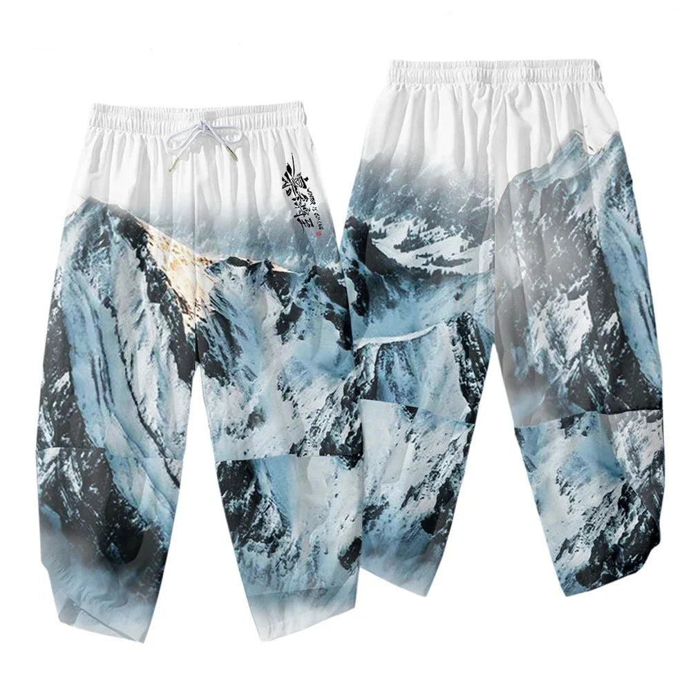 Japanese-themed Glaciar Mountains Two-Piece Kimono Yukata Top & Pants-Kawaii Dream
