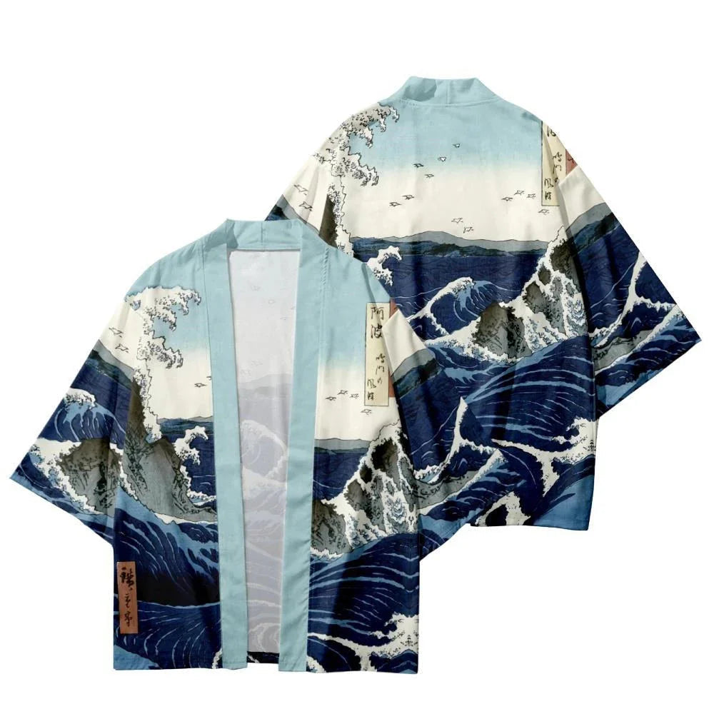 Japanese-themed Great Wave off Kanagawa Unisex Kimono-Kawaii Dream