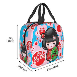 Japanese-themed Keiko Kokeshi Doll Insulated Lunch Bag Collection-Kawaii Dream