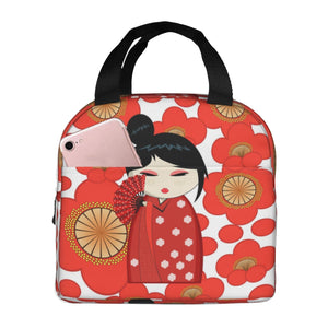 Japanese-themed Keiko Kokeshi Doll Insulated Lunch Bag Collection-Kawaii Dream