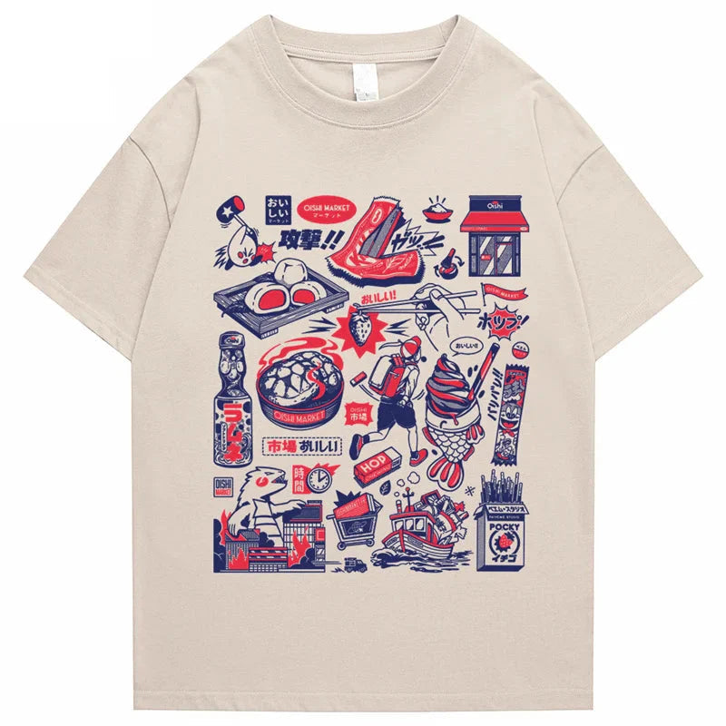 Japanese-themed Oishi Market Illustration Unisex Tee-Kawaii Dream