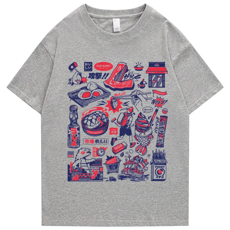 Japanese-themed Oishi Market Illustration Unisex Tee-Kawaii Dream