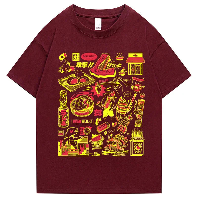 Japanese-themed Oishi Market Illustration Unisex Tee-Kawaii Dream