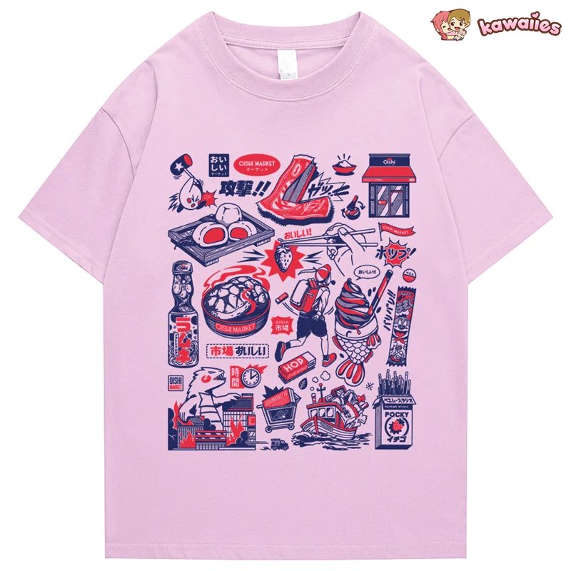 Japanese-themed Oishi Market Illustration Unisex Tee-Kawaii Dream