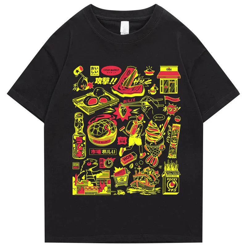 Japanese-themed Oishi Market Illustration Unisex Tee-Kawaii Dream