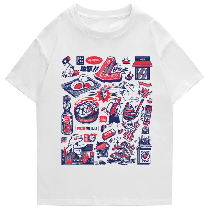 Japanese-themed Oishi Market Illustration Unisex Tee-Kawaii Dream