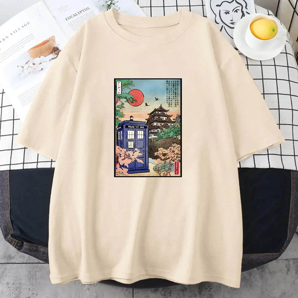Japanese-themed Osaka Police Box Unisex Tee-Kawaii Dream
