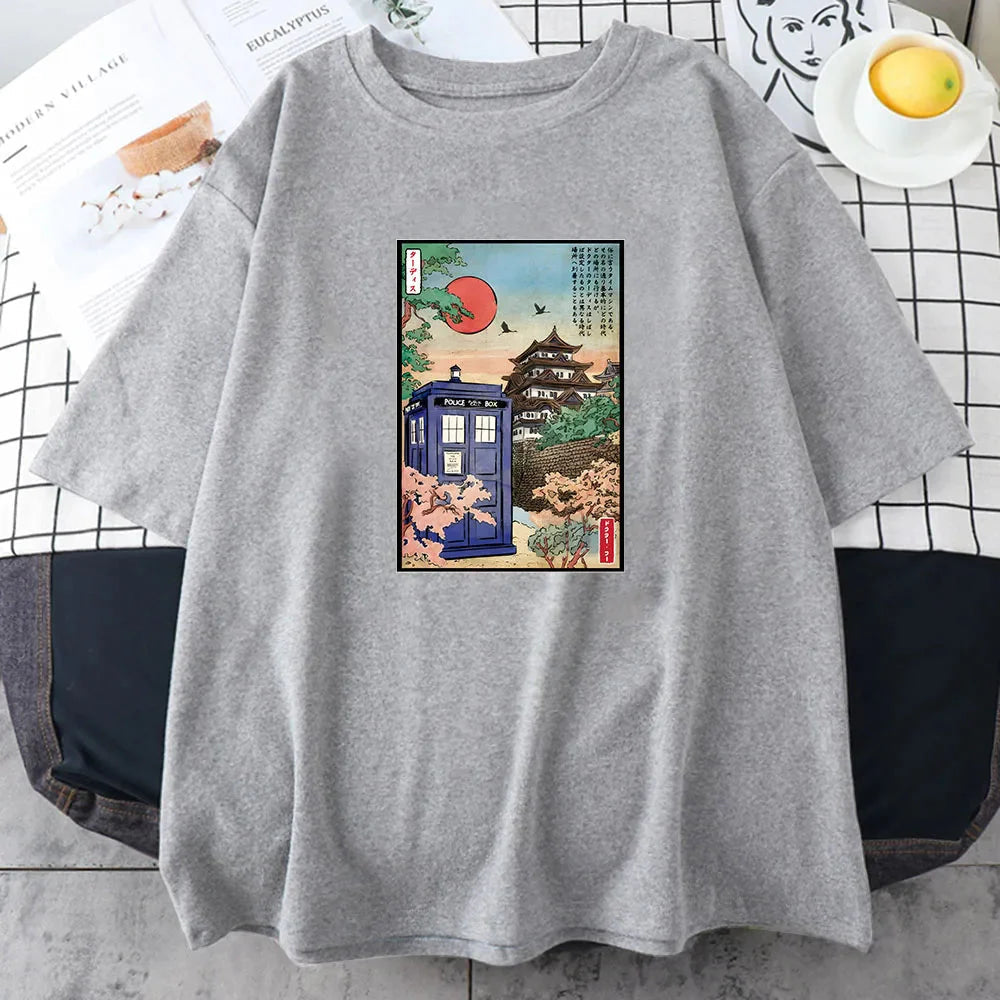 Japanese-themed Osaka Police Box Unisex Tee-Kawaii Dream