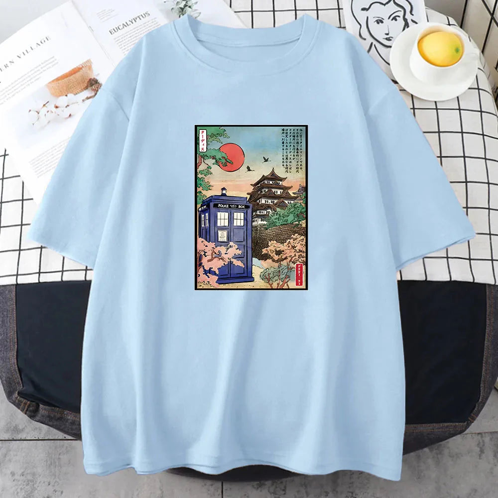 Japanese-themed Osaka Police Box Unisex Tee-Kawaii Dream