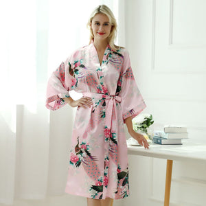 Japanese-themed Peacock Floral Women's Yukata Kimono Robe Cardigan with Belt-Kawaii Dream